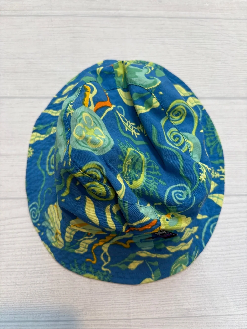 Patagonia Kids Reversible Bucket Hat - Teal, Green, Yellow, Red